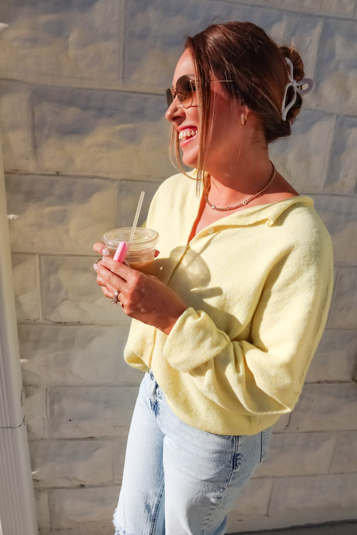 The No Notes Cardigan - Yellow
