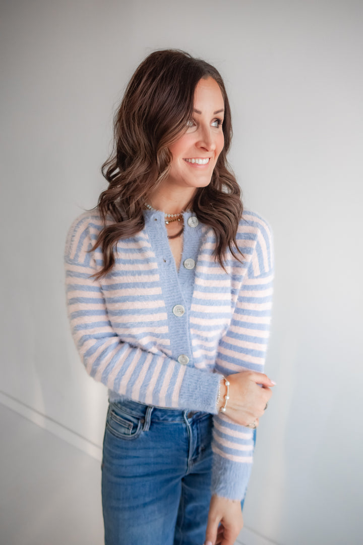The Soft Focus Cardigan - Pink/Blue
