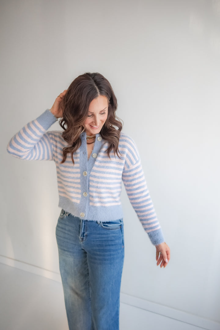 The Soft Focus Cardigan - Pink/Blue