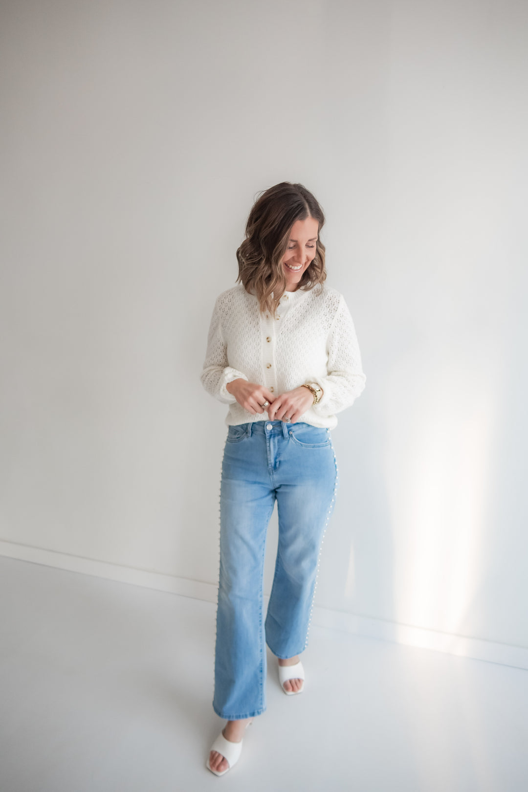 The Daydream Eyelet Cardigan - Ivory