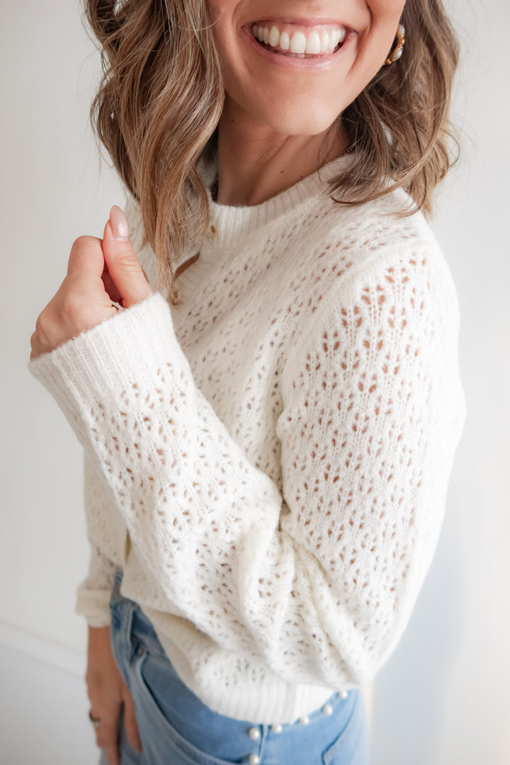 The Daydream Eyelet Cardigan - Ivory