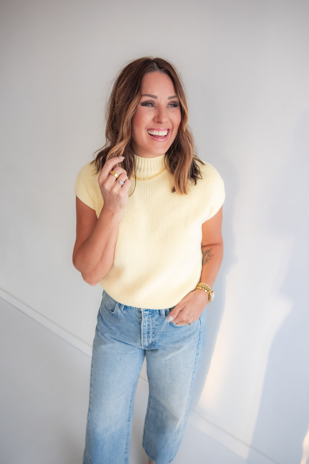 The Sweet Balance Mockneck Top - Yellow