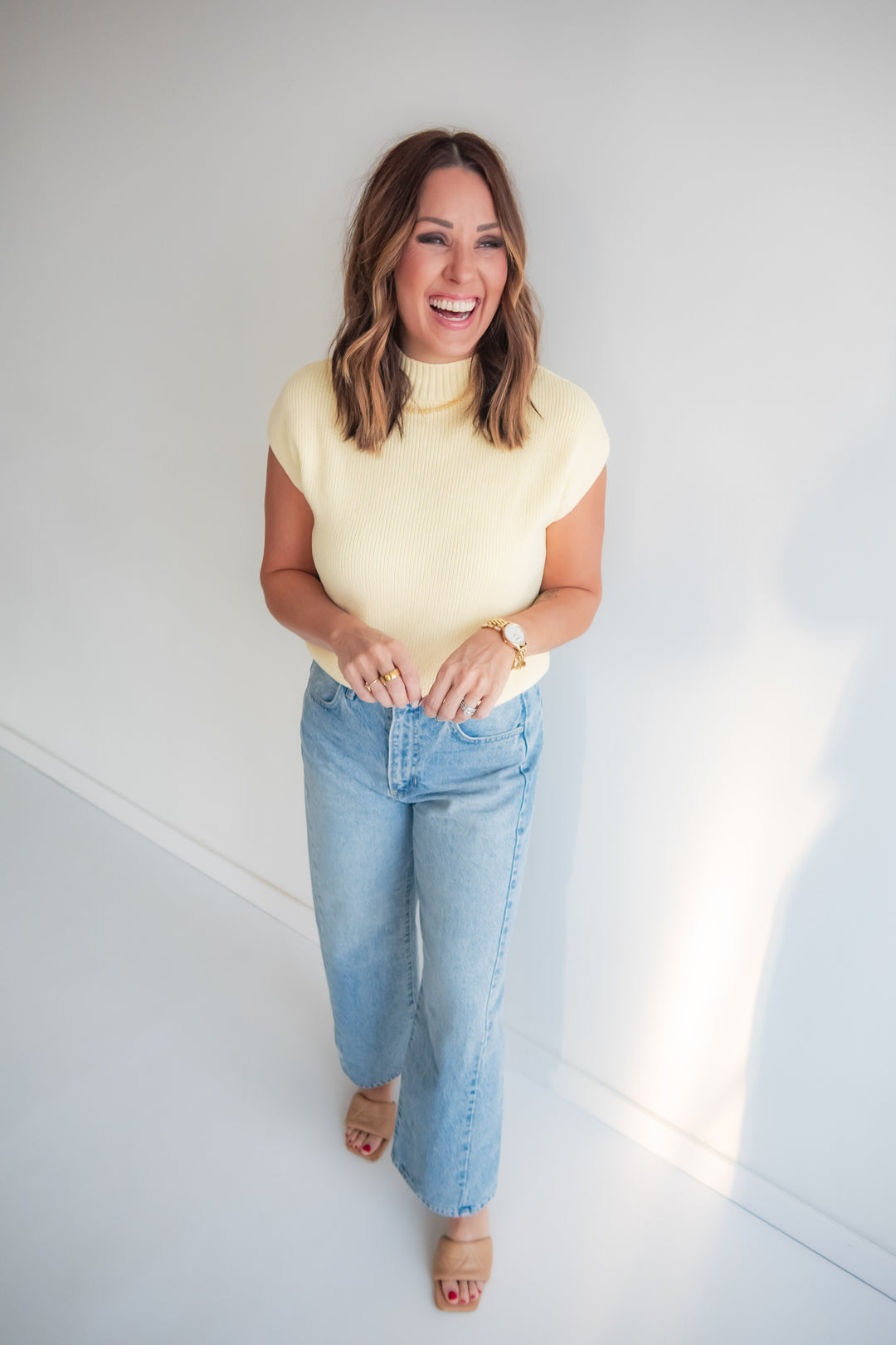 The Sweet Balance Mockneck Top - Yellow