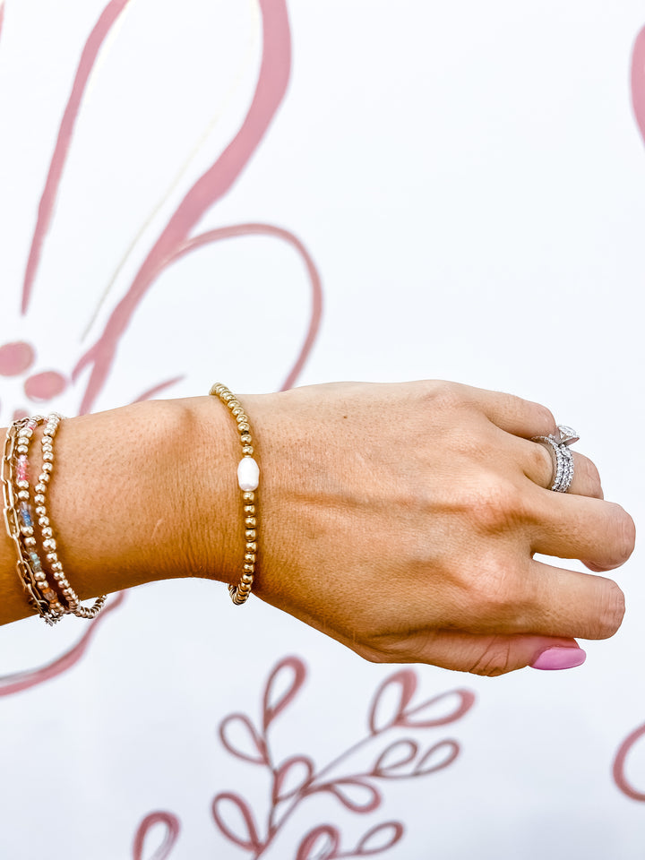 The Gold Plated Stretchy Single Pearl