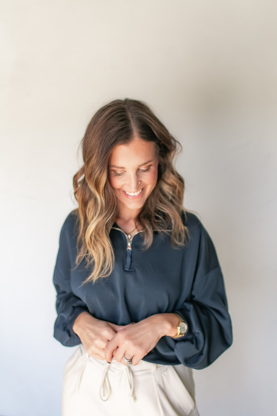The Muse Quarter Zip Pullover - Navy