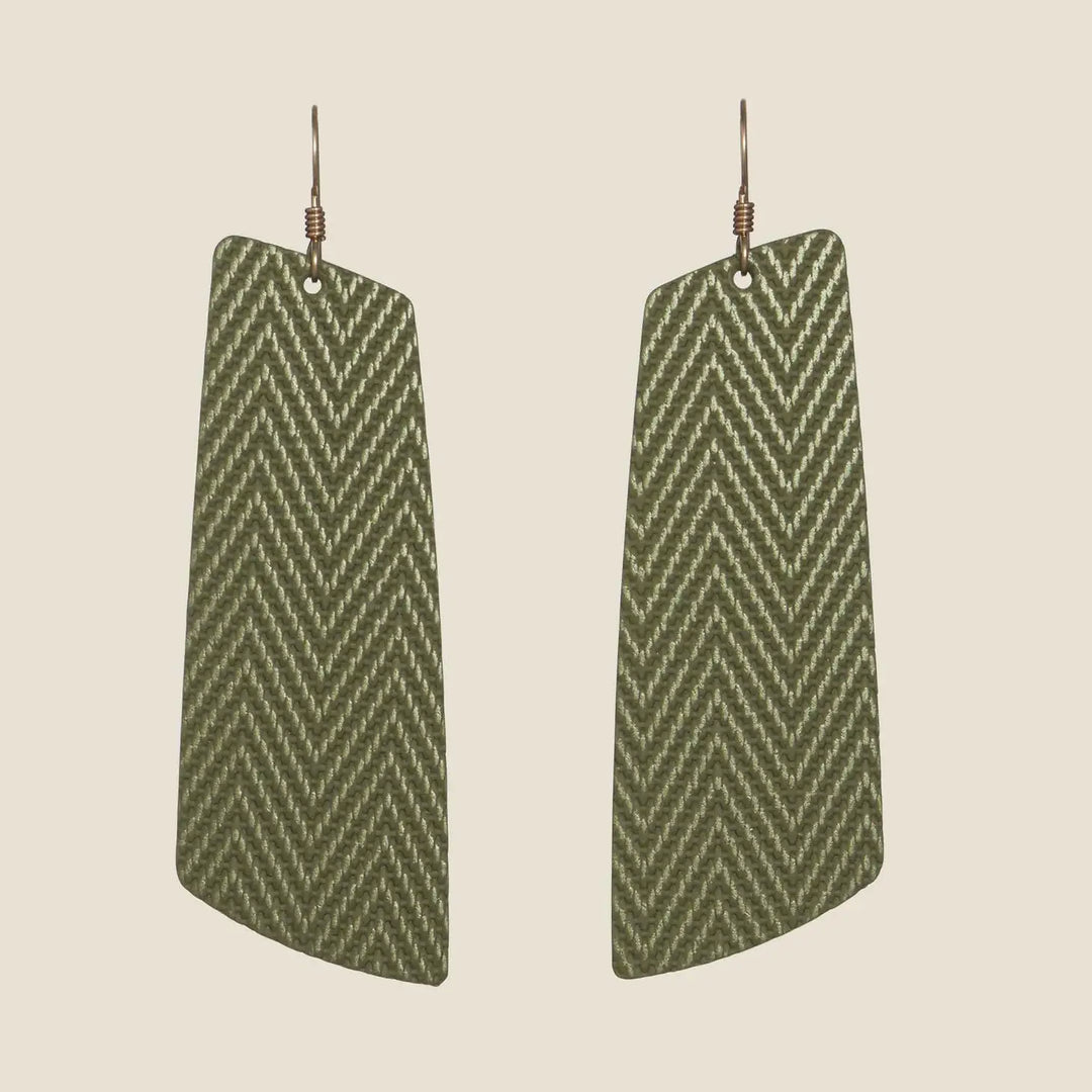The Green Palm Gems Earrings [Nickel & Suede]