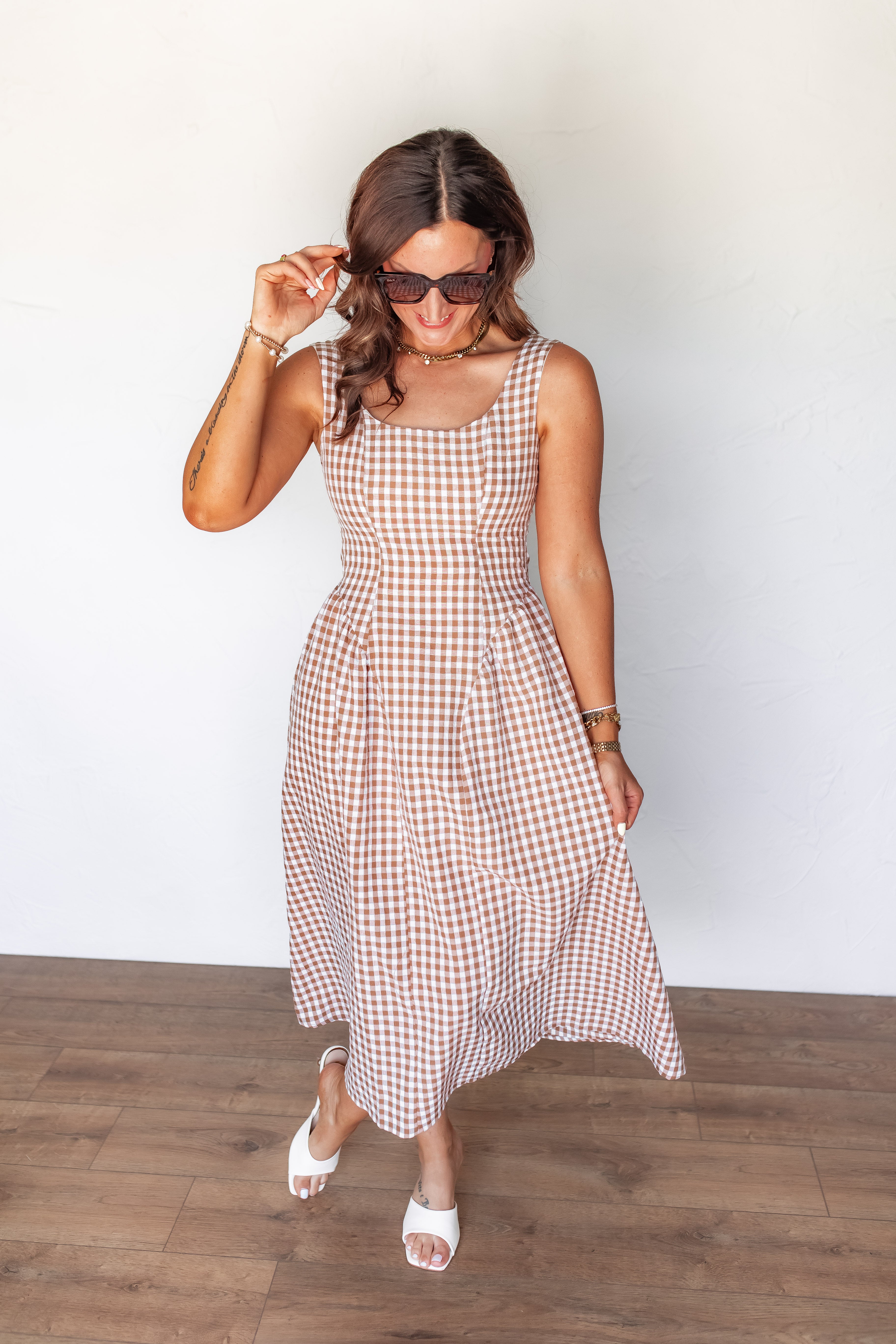 gingham dress beige Midi for Women 4for299_p25_final Massimo Dutti SS2017 | Colour:Jade the Pia Dress in