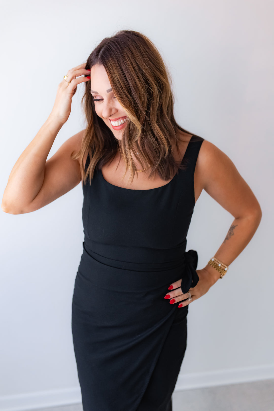 midi dress for date night Date Night Drawstring Bust Midi Dress Champagne