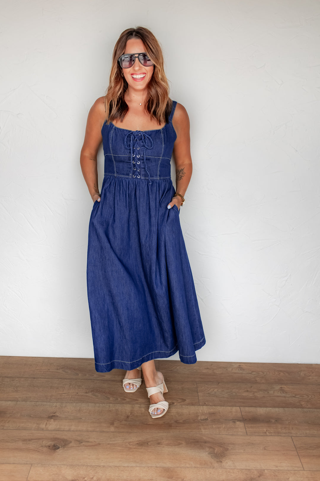 Denim Corset Midi Dress for Women Denim Corset Midi Dress for Women
