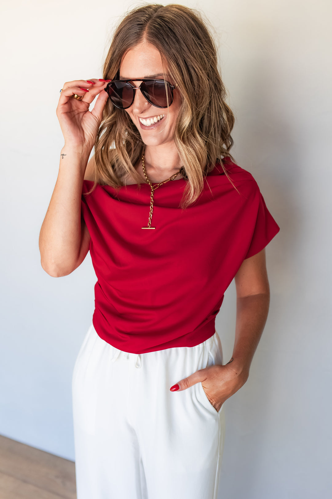 Statement red top for summer date night outfit