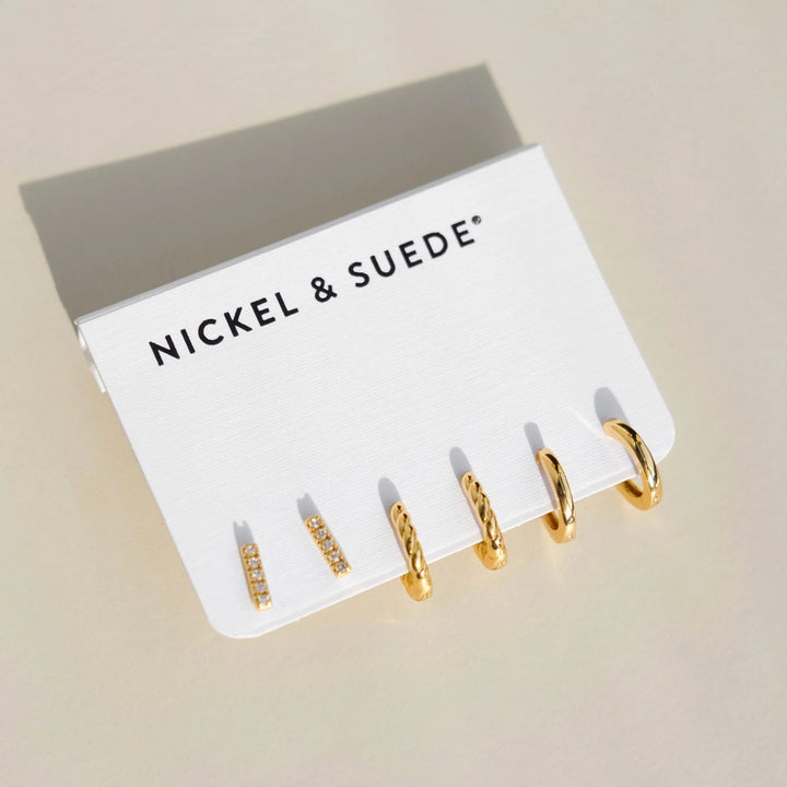 The Gold Classics Dainty Earring Set [Nickel & Suede]