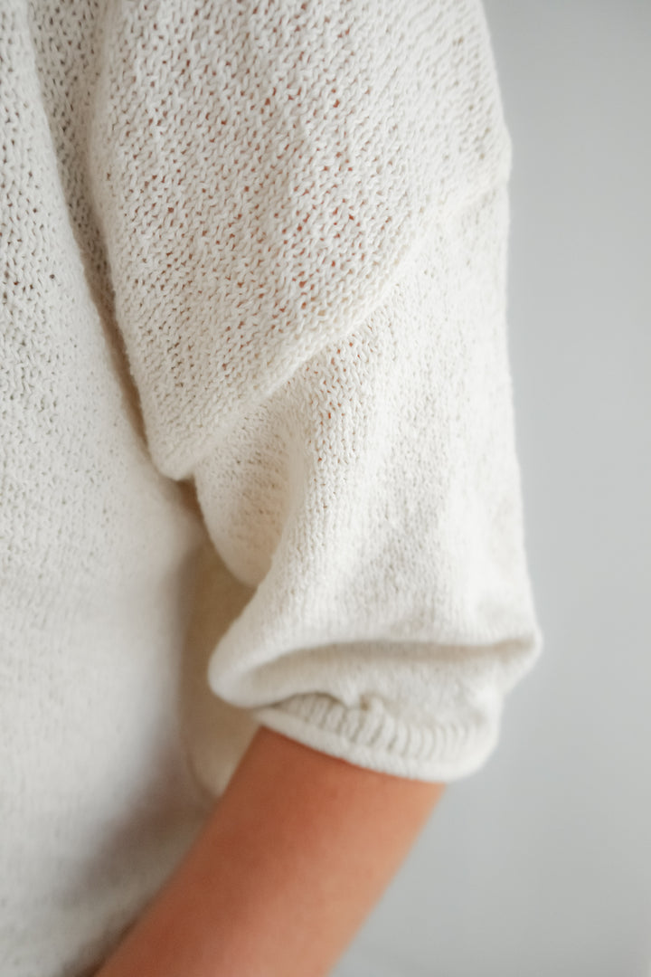 Breathable ivory sweater top relaxed fit