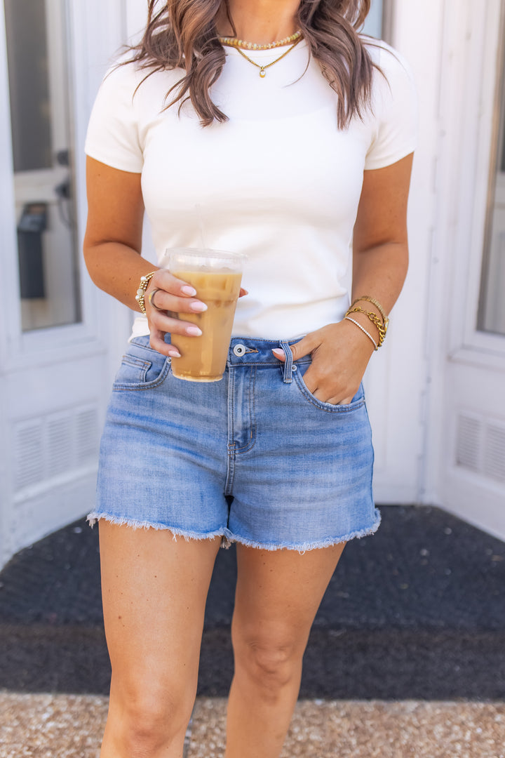 The Bismark Denim Shorts - One Eleven Olive Boutique