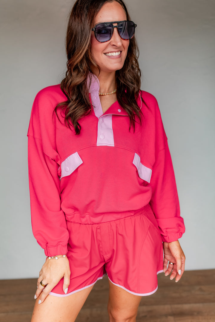 The Going Places Pullover &amp; Shorts Set - Pink - One Eleven Olive Boutique
