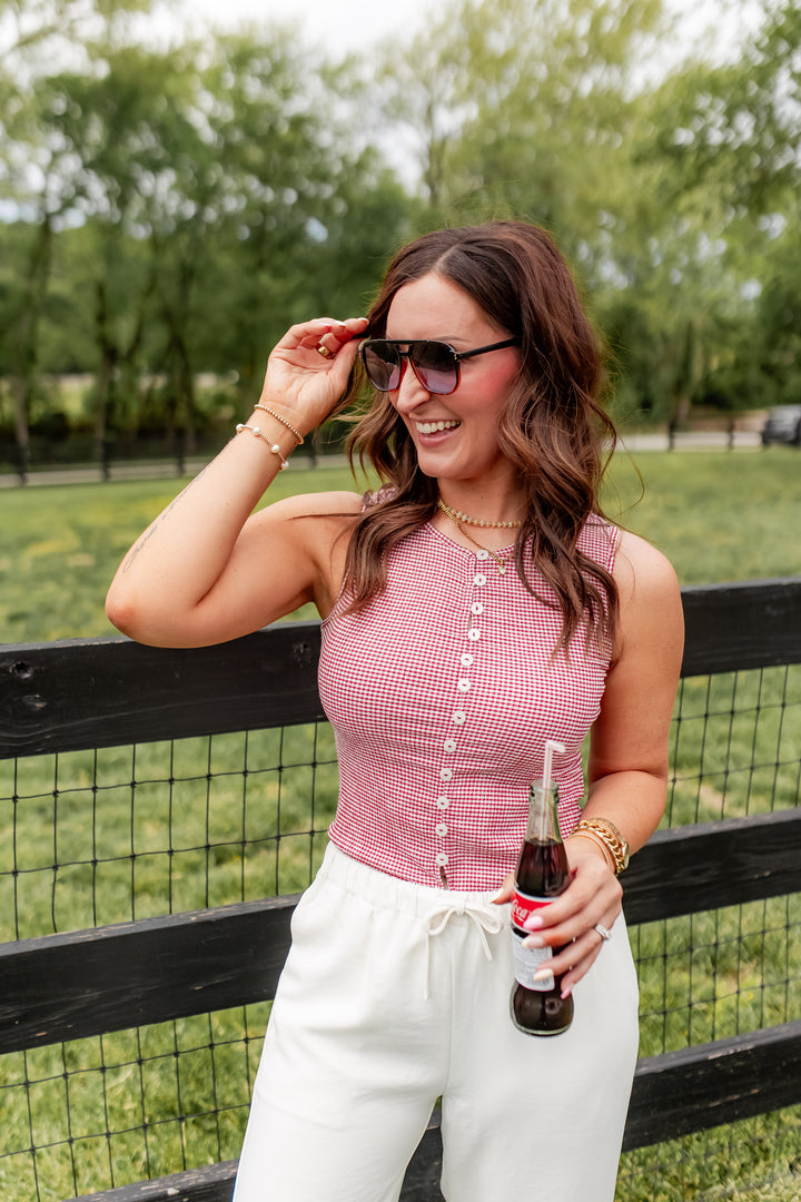 The Picnic Gingham Top - Red - One Eleven Olive Boutique