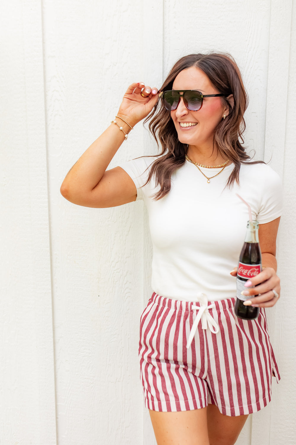 The Sorina Stripe Shorts - Red - One Eleven Olive Boutique