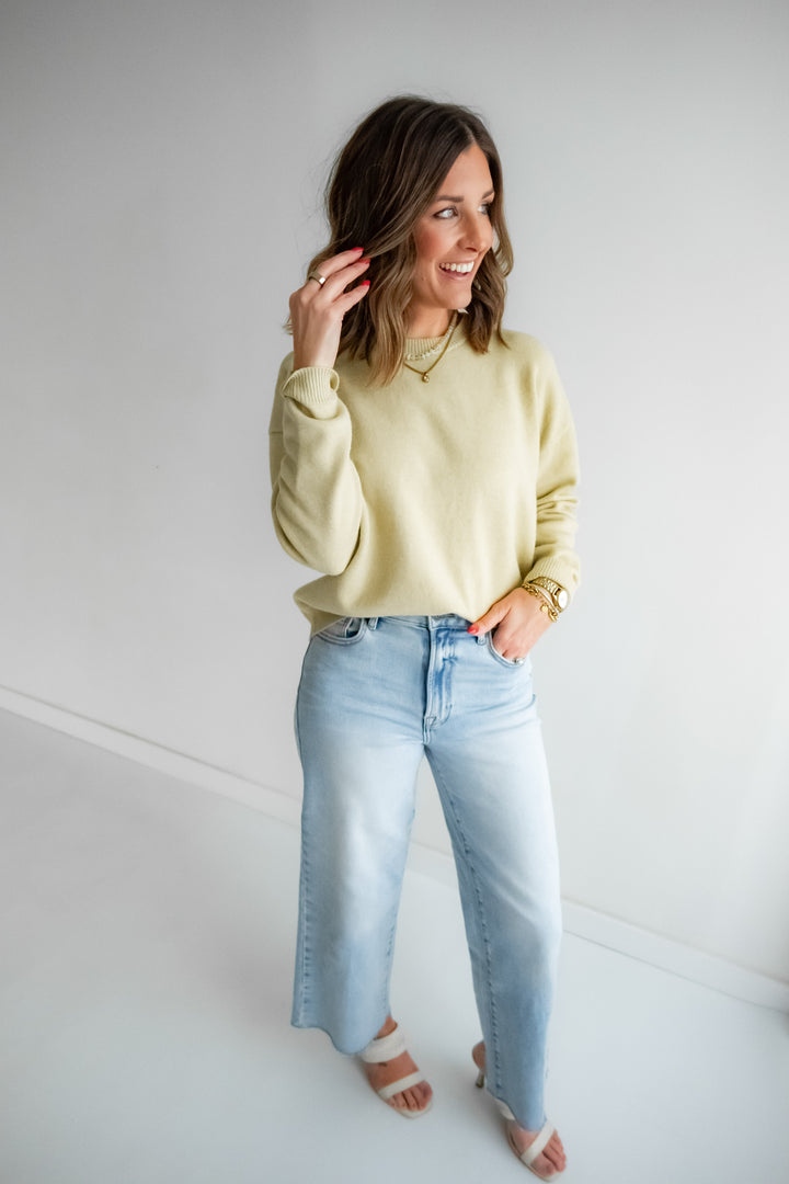 Women’s green sweater for spring layering