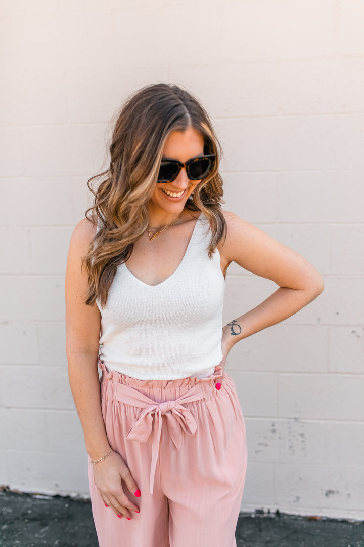 The Graycie Sweater Tank - White