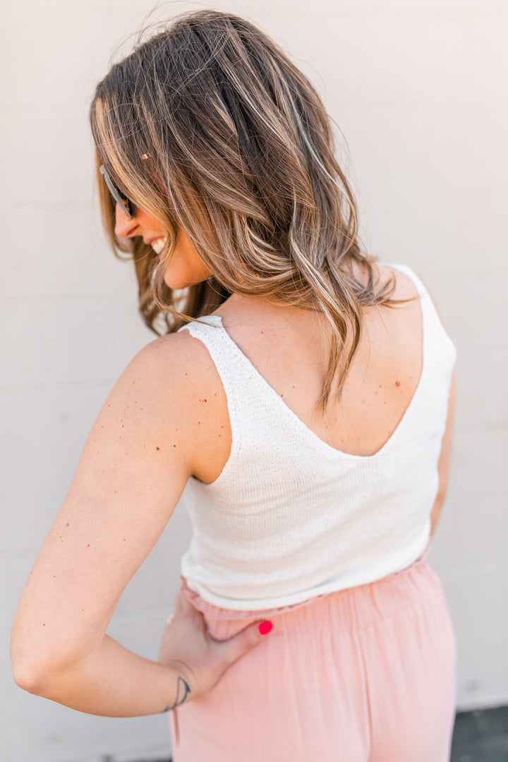 The Graycie Sweater Tank - White