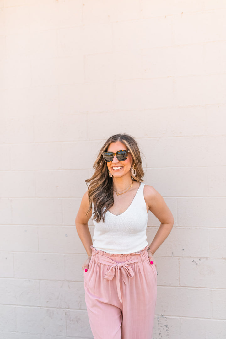 The Graycie Sweater Tank - White