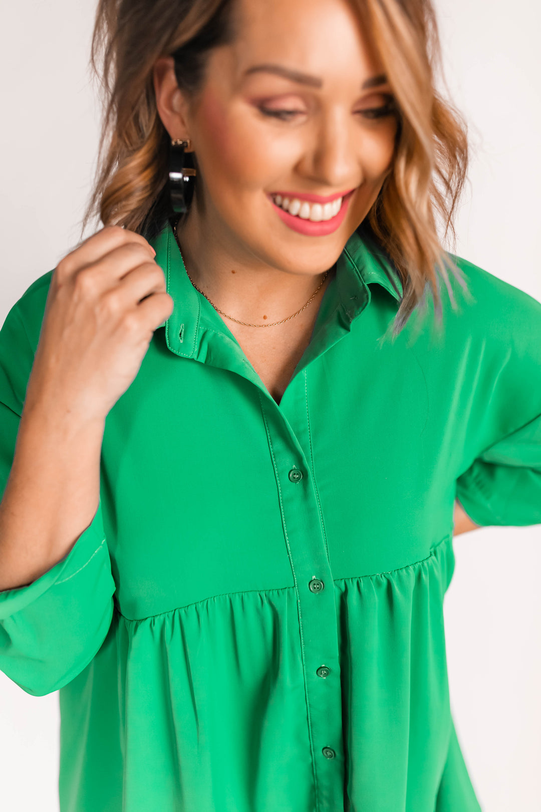 The Weston Button Up Dress - Kelly Green