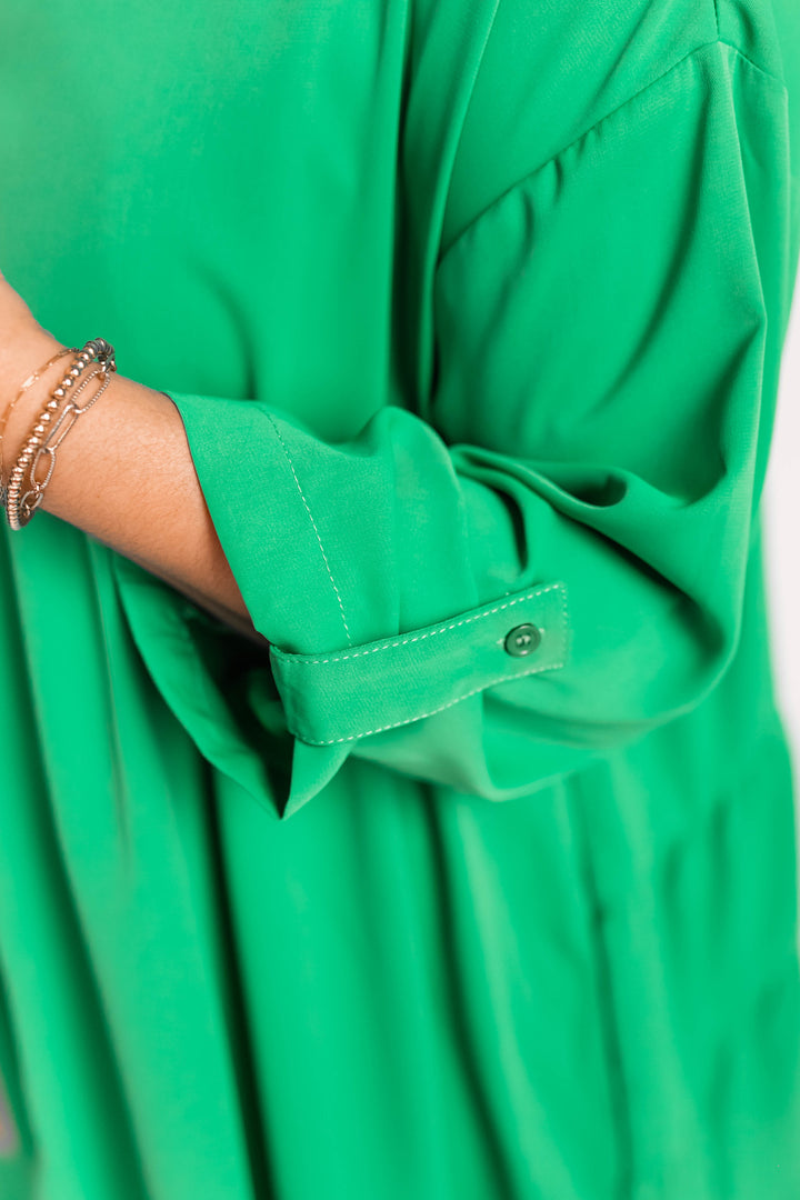 The Weston Button Up Dress - Kelly Green