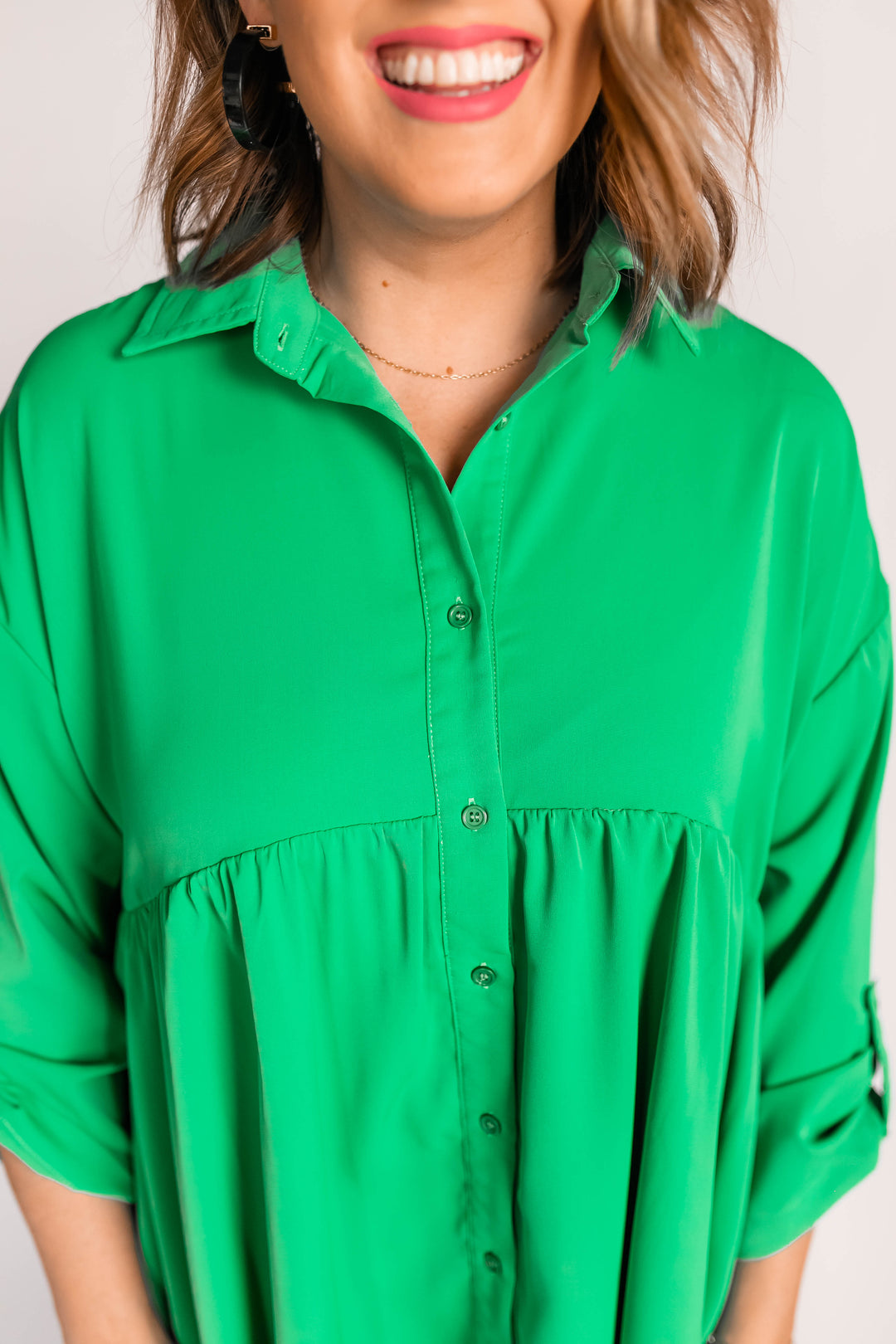 The Weston Button Up Dress - Kelly Green