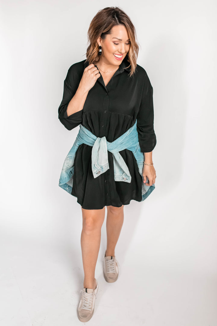 The Weston Button Up Dress - Black