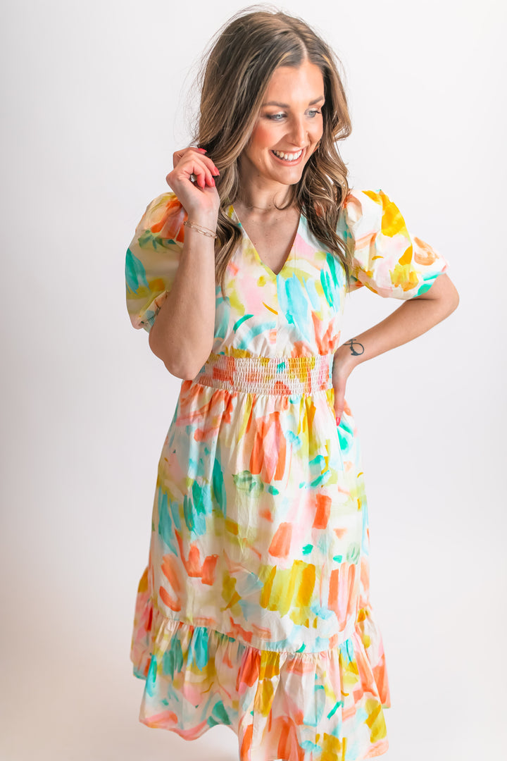 The Sweetest Goodbye Colorful Midi Dress