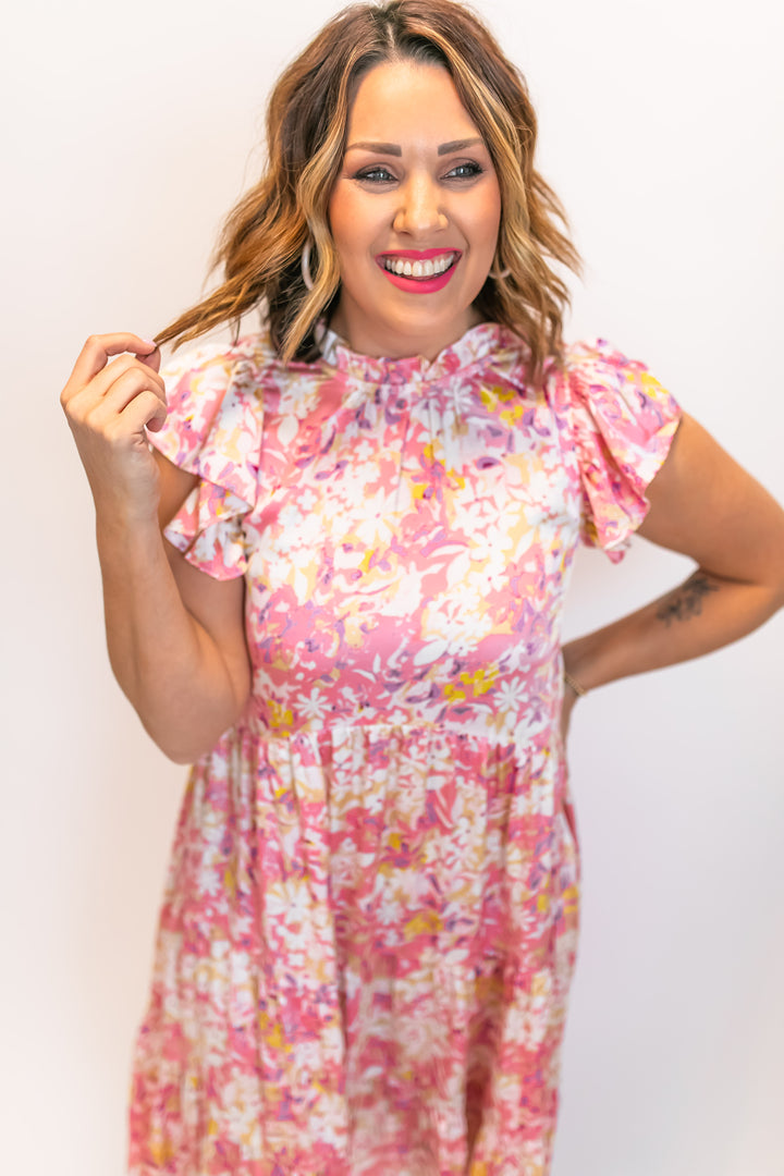 The Floral Dreams Midi Dress - Pink