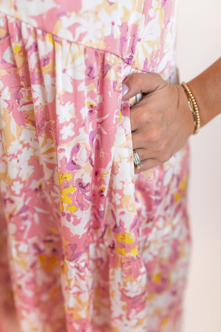 The Floral Dreams Midi Dress - Pink