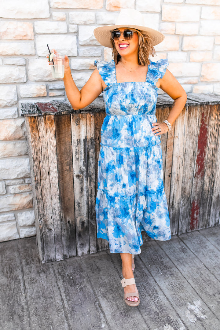 The Fresh Waves Floral Midi Dress