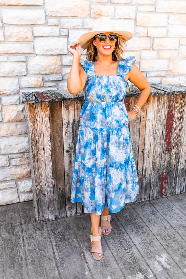 The Fresh Waves Floral Midi Dress