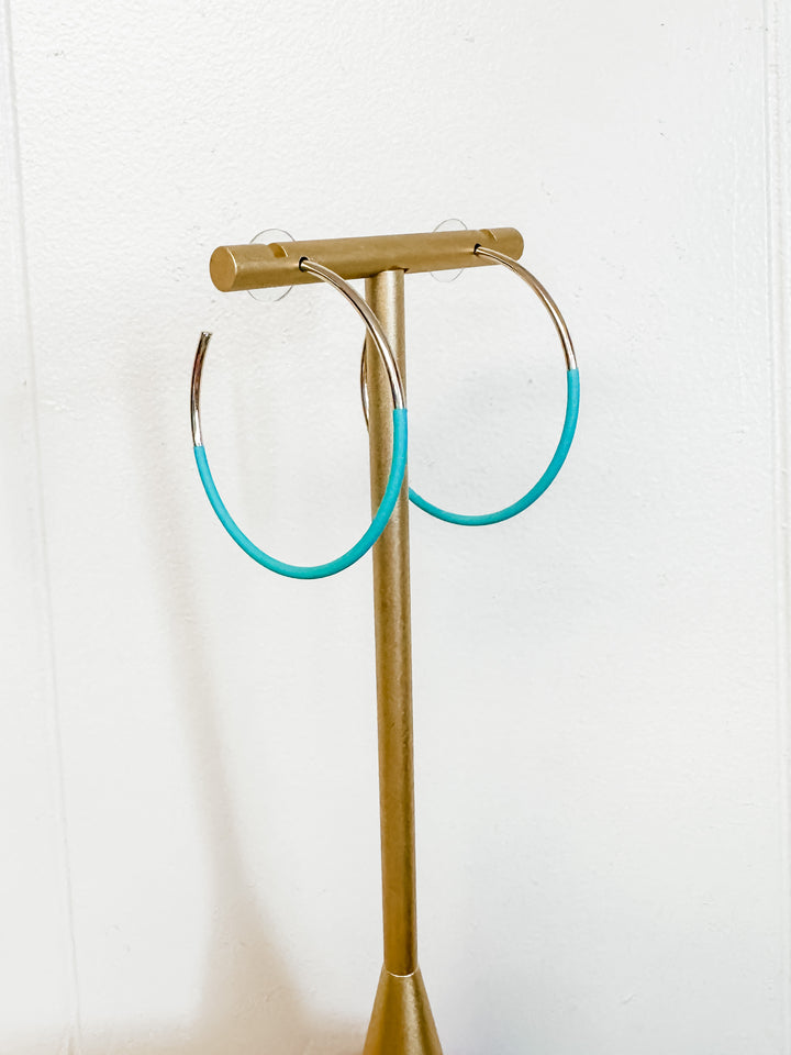 The Dipped Color Hoops - Teal