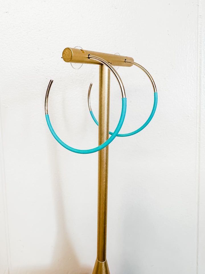 The Dipped Color Hoops - Teal