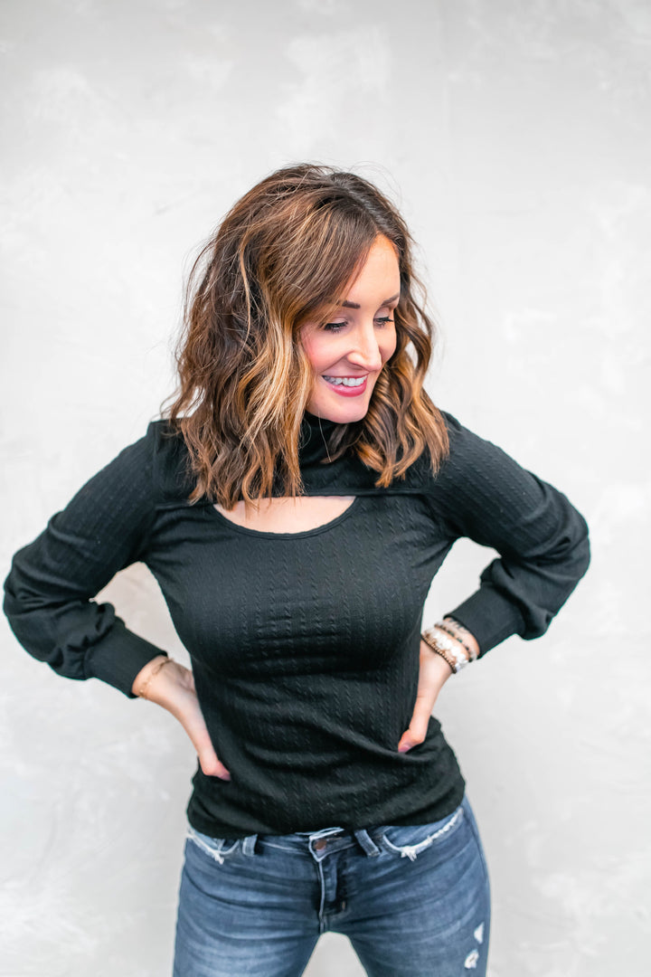 The Alayna Cutout Sweater - Black - One Eleven Olive Boutique