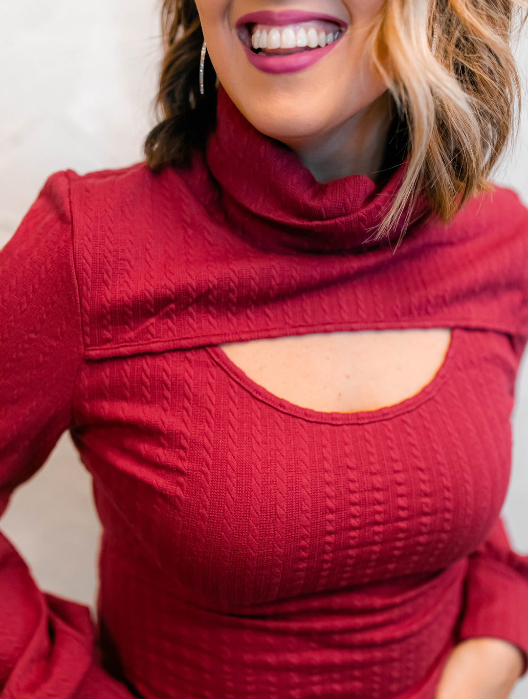 The Alayna Cutout Sweater - Wine - One Eleven Olive Boutique