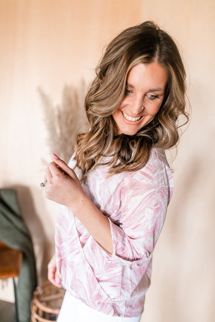 The Alice Marbled Blouse - One Eleven Olive Boutique