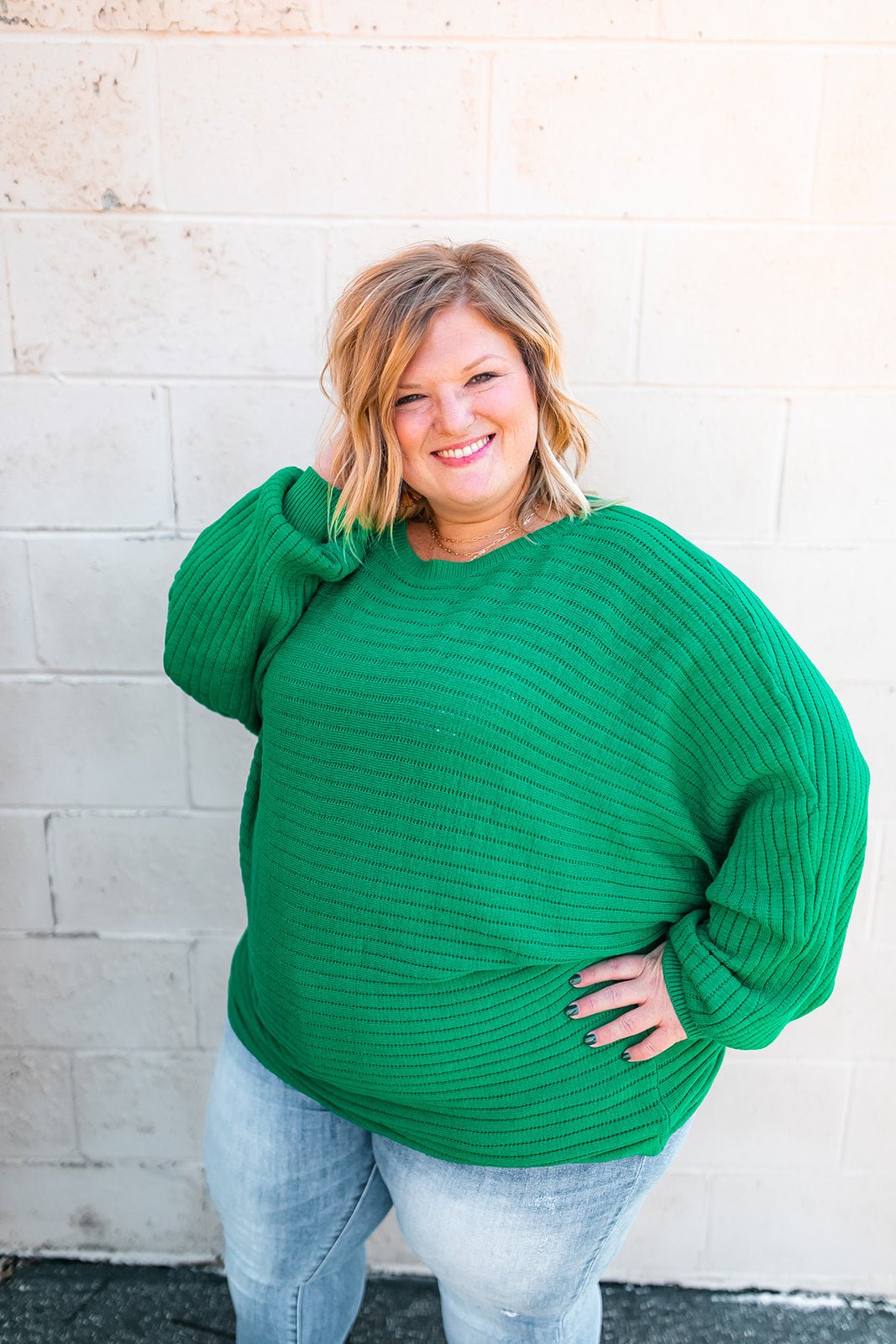 One Eleven Olive Boutique The Amaya Curvy Sweater All your friends will be green with envy-see what I did there?? In all not so seriousness, this *gorgeous* sweater is the *the* perfect green, and so so cozy!! The f