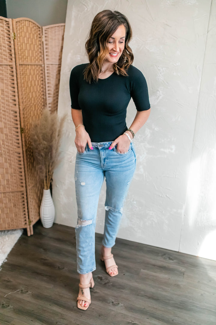 The Andrè Ribbed Bodysuit - Black - One Eleven Olive Boutique
