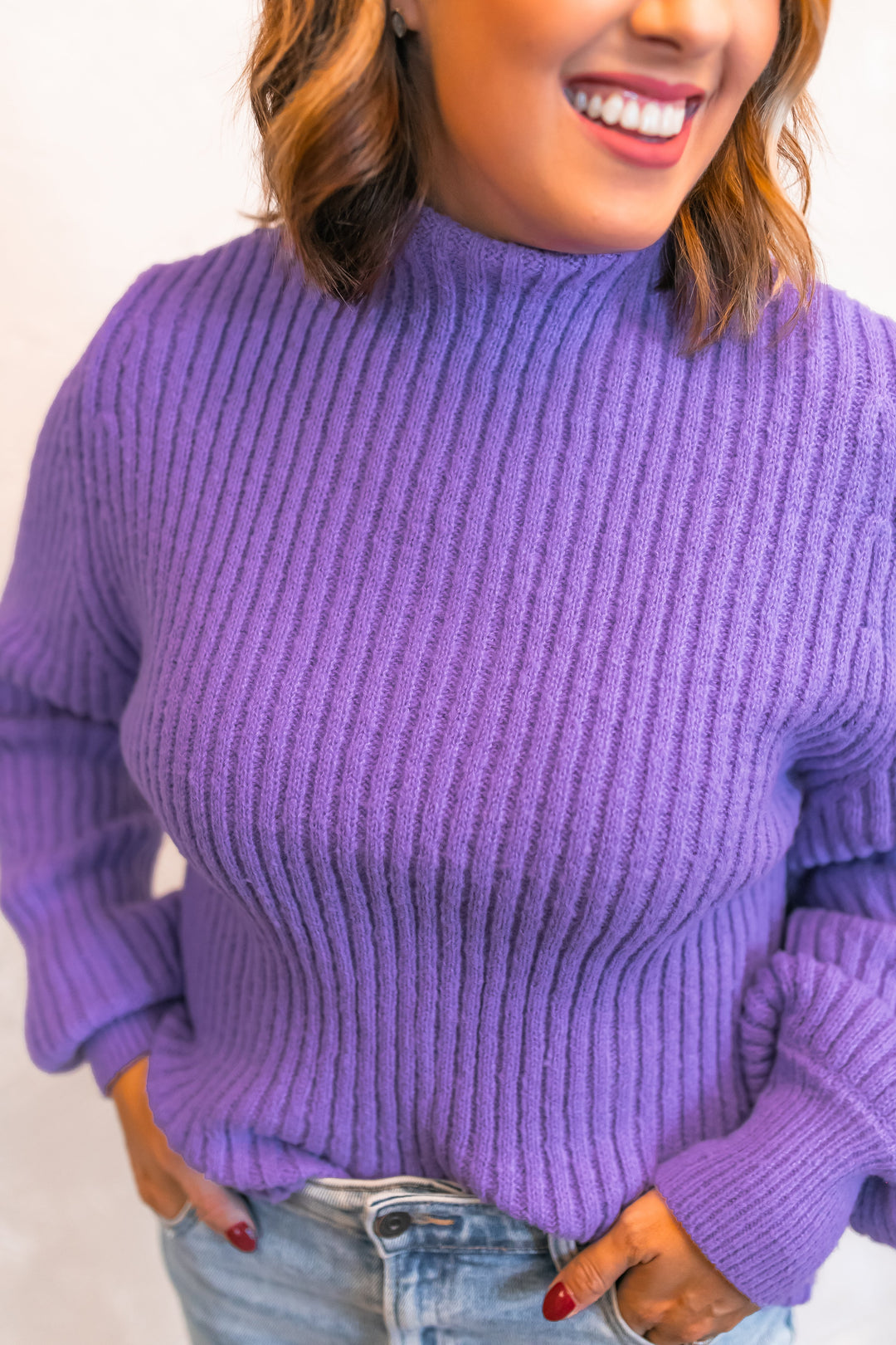 The Andrea Mockneck Sweater - Lilac - One Eleven Olive Boutique