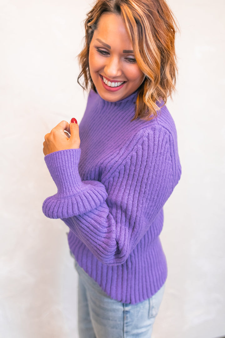 The Andrea Mockneck Sweater - Lilac - One Eleven Olive Boutique