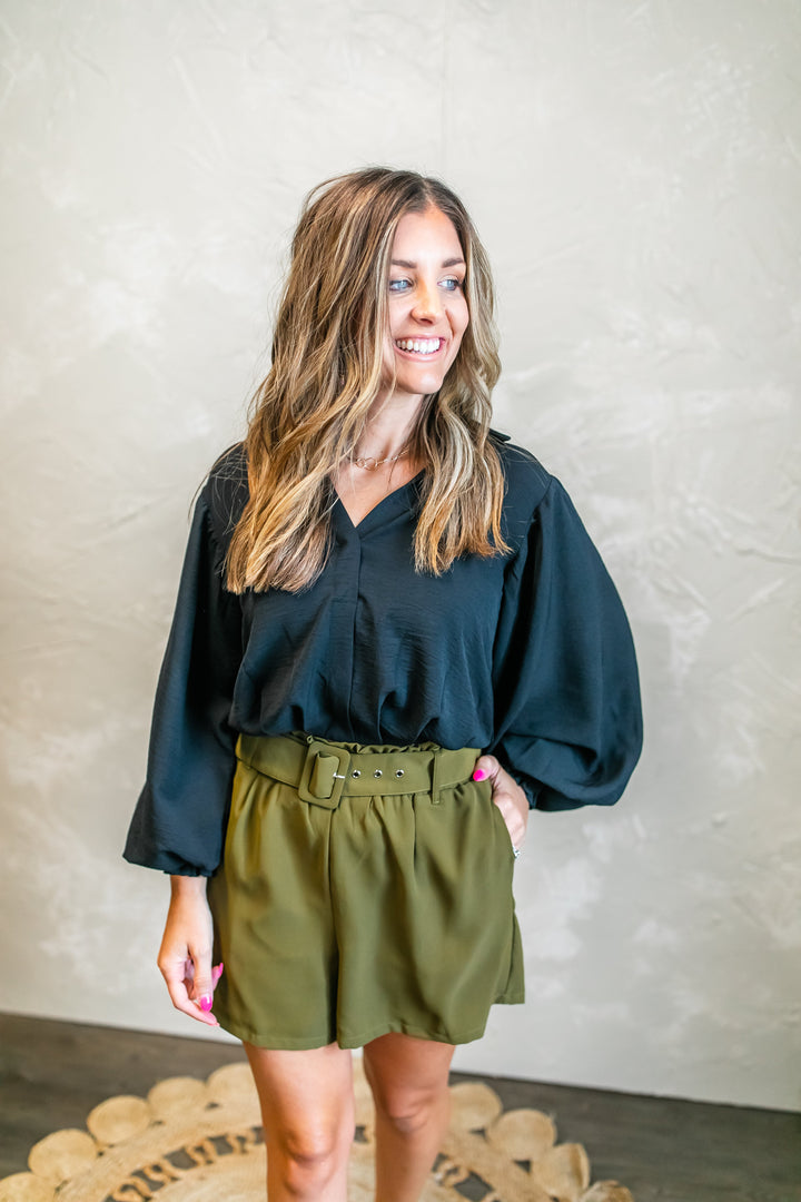 The Annika Belted Shorts - One Eleven Olive Boutique