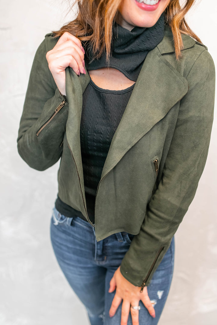 The Claudia Suede Biker Jacket - One Eleven Olive Boutique