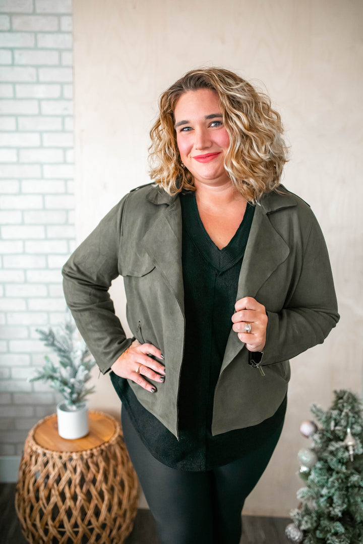 The Claudia Suede Biker Jacket - One Eleven Olive Boutique
