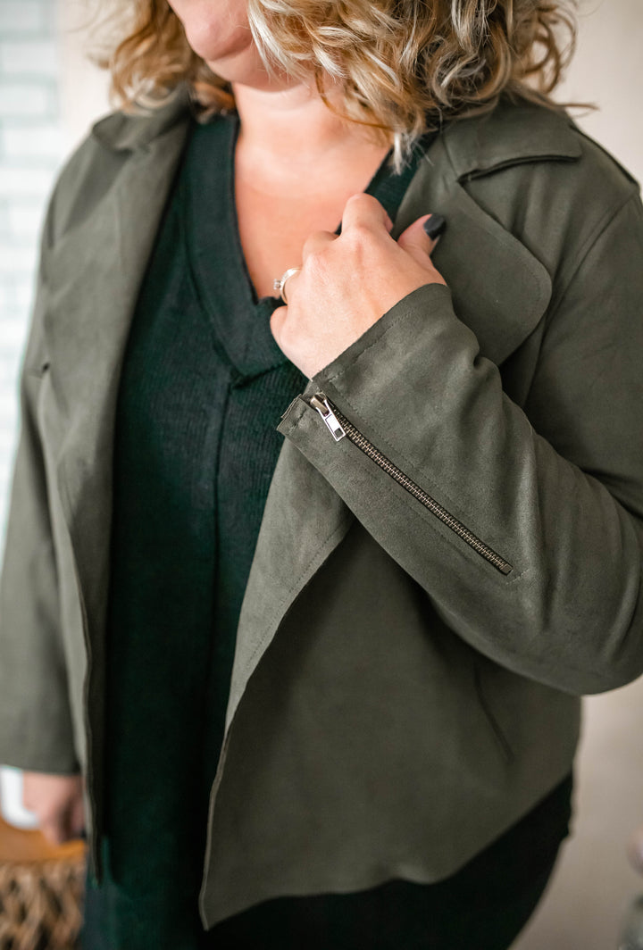The Claudia Suede Biker Jacket - One Eleven Olive Boutique