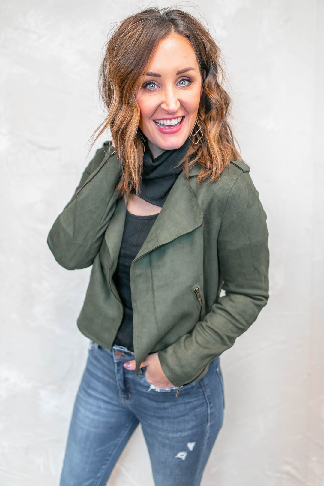 The Claudia Suede Biker Jacket - One Eleven Olive Boutique