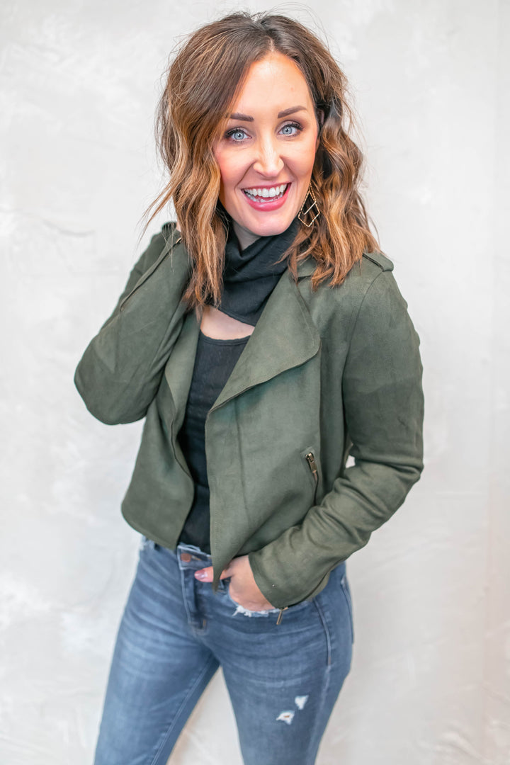 The Claudia Suede Biker Jacket - One Eleven Olive Boutique