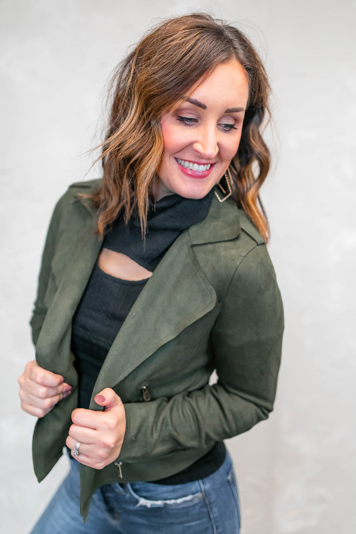 The Claudia Suede Biker Jacket - One Eleven Olive Boutique