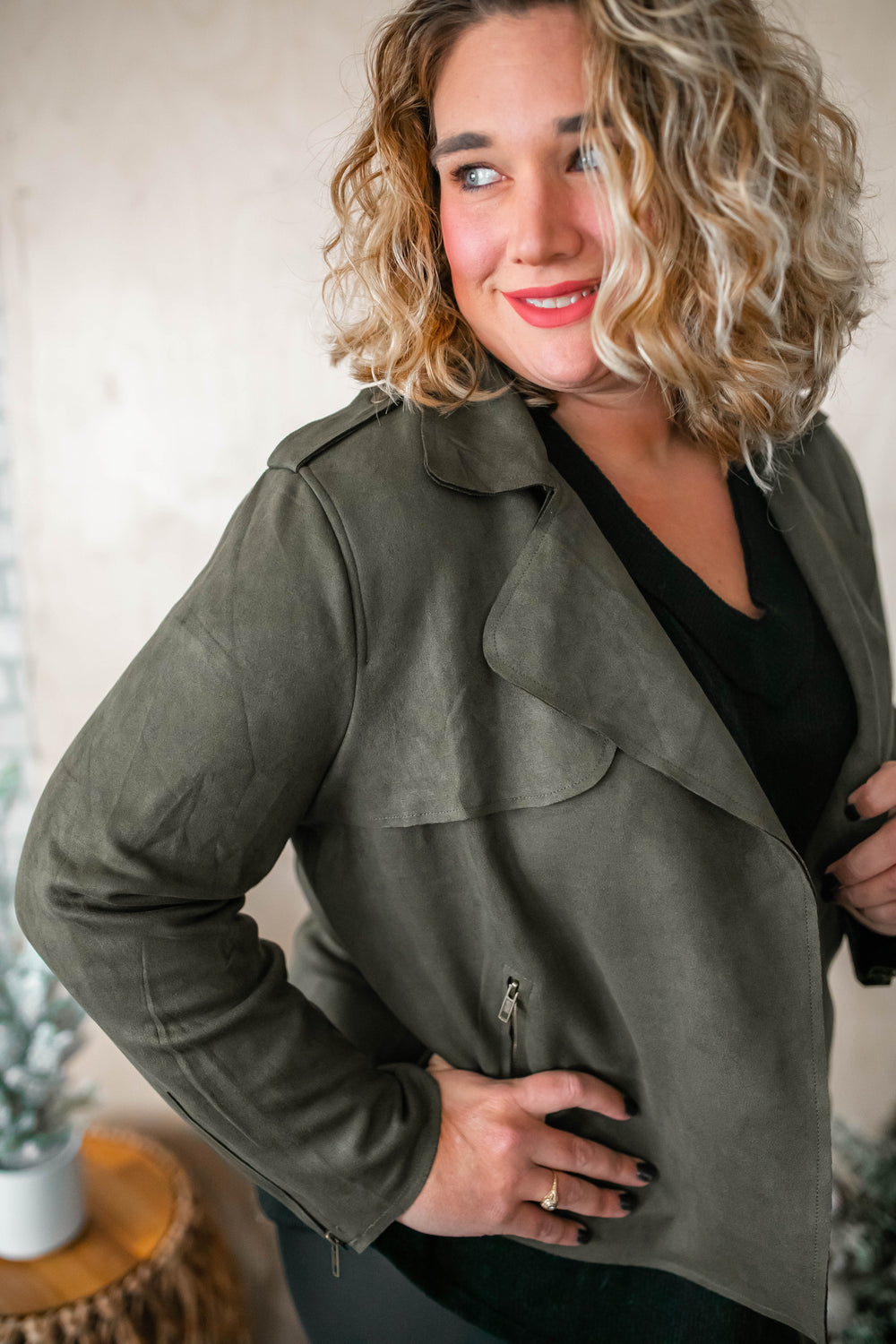 The Claudia Suede Biker Jacket - One Eleven Olive Boutique